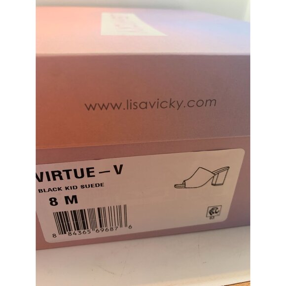 Lisa Vicky Black Suede Open Toe Block Heel Mules - Size 8 M - Picture 7 of 7